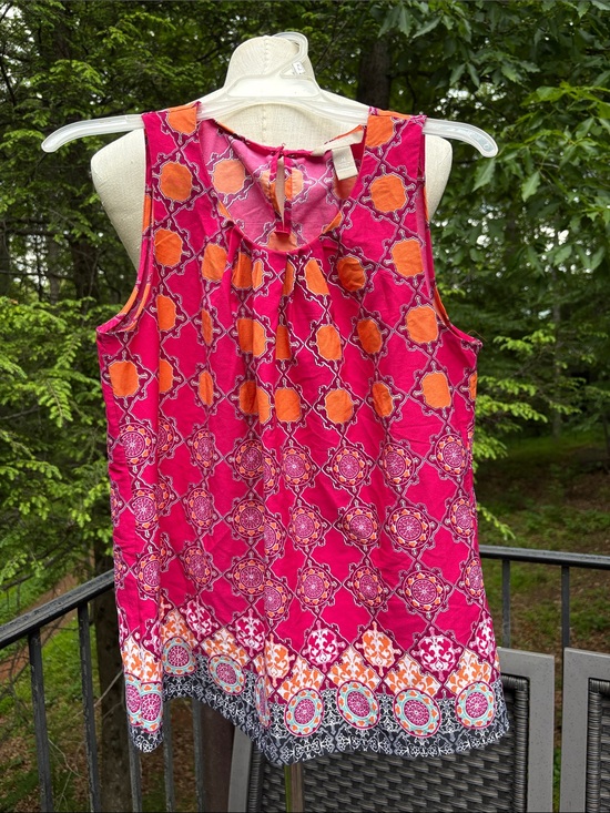 Banana Republic Factory Tops - Banana Republic pink, orange, blue patterned sleeveless top sz M